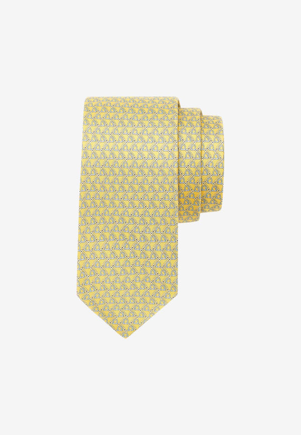 Salvatore Ferragamo Safety Pin Gancini Silk Tie Yellow 350989 4 VAMP 774092 F GIALLO