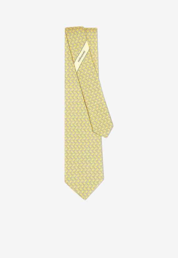 Salvatore Ferragamo Safety Pin Gancini Silk Tie Yellow 350989 4 VAMP 774092 F GIALLO