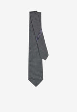 Salvatore Ferragamo Gancini Embroidered Jacquard Silk Tie Gray 350994 4 VERNAZZA7J 774156 F GRIGIO