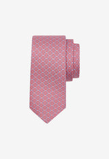 Salvatore Ferragamo Gancini Horsebit Print Silk Tie Pink 350995 4 VITTORIA 774202 F ROSA