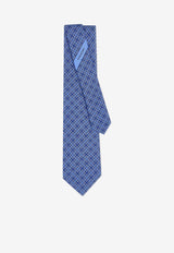 Salvatore Ferragamo Gancini Check Print Silk Tie Blue 350996 4 VERA 774211 F BLU SCURO