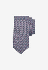 Salvatore Ferragamo Gancini Print Silk Tie Gray 350999 4 VOLT 774314 F GRIGIO