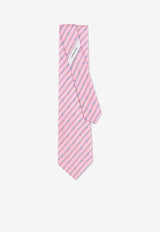 Salvatore Ferragamo Gancini Print Striped Silk Tie Pink 351000 4 VENERE 774352 F ROSA