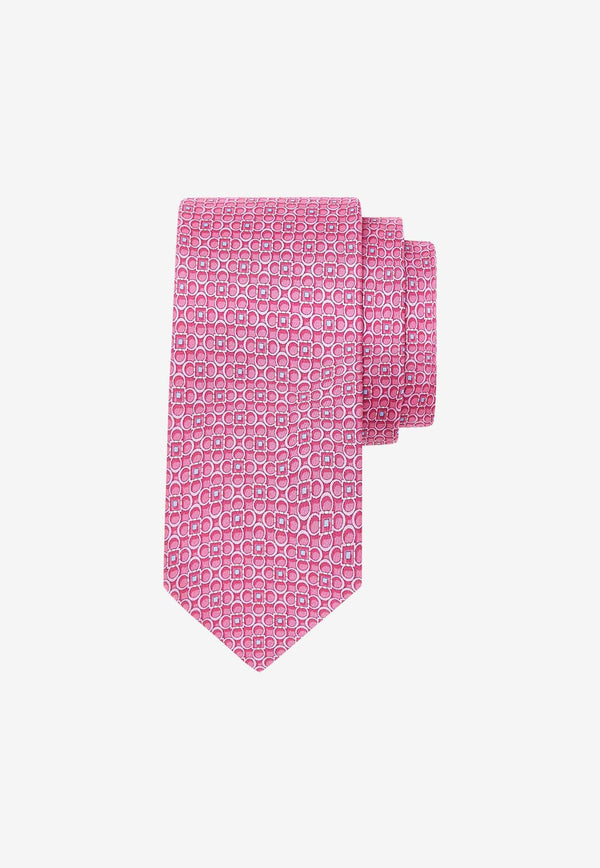 Salvatore Ferragamo 3D Gancini Print Silk Tie Pink 351082 4 VERVE 774374 F ROSA