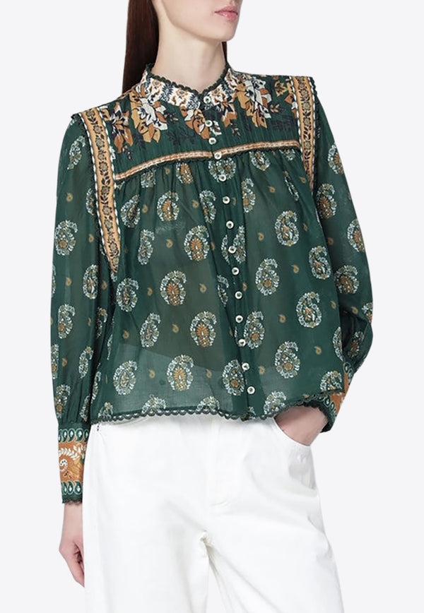 Farm Rio Tayla Printed Blouse Green 351137CO/S_FARM-26009