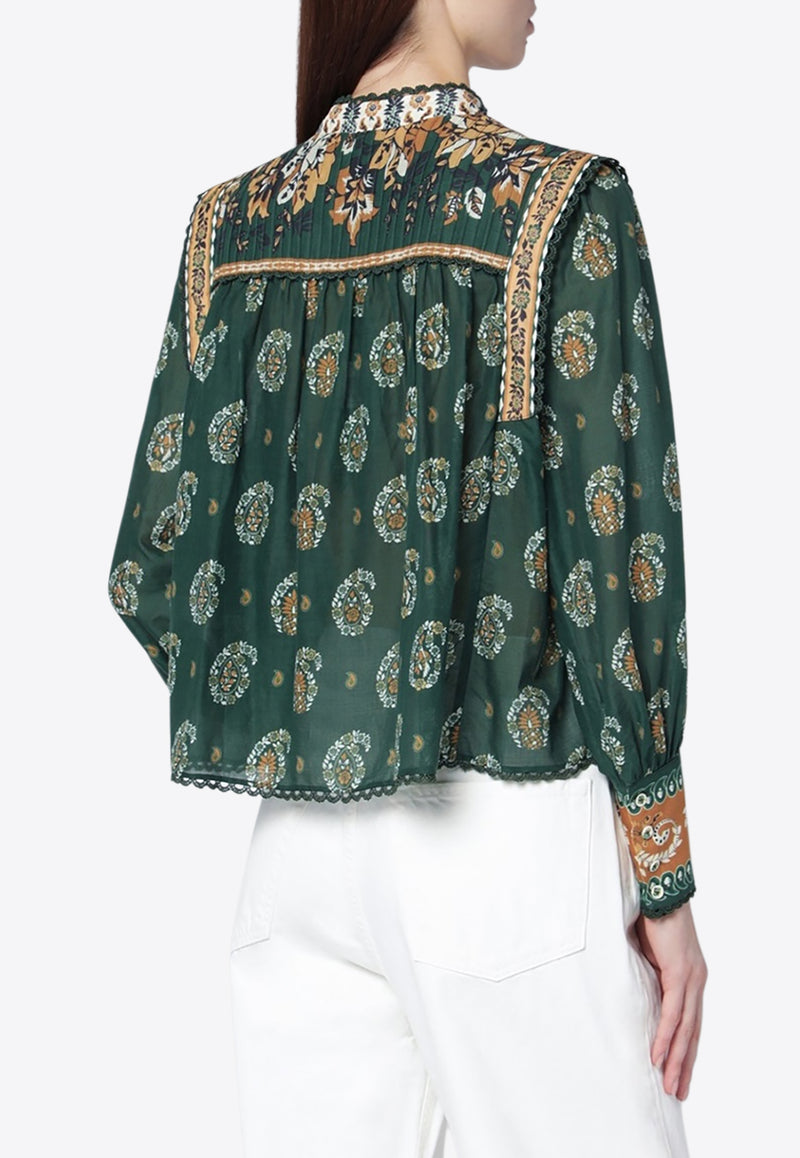 Farm Rio Tayla Printed Blouse Green 351137CO/S_FARM-26009