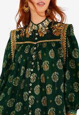 Farm Rio Tayla Printed Lace Blouse Green 351137_GREEN MULT