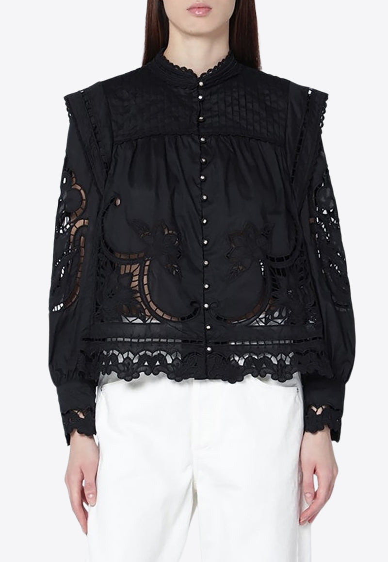 Farm Rio Richelieu Embroidered Blouse Black 351180CO/S_FARM-L0002