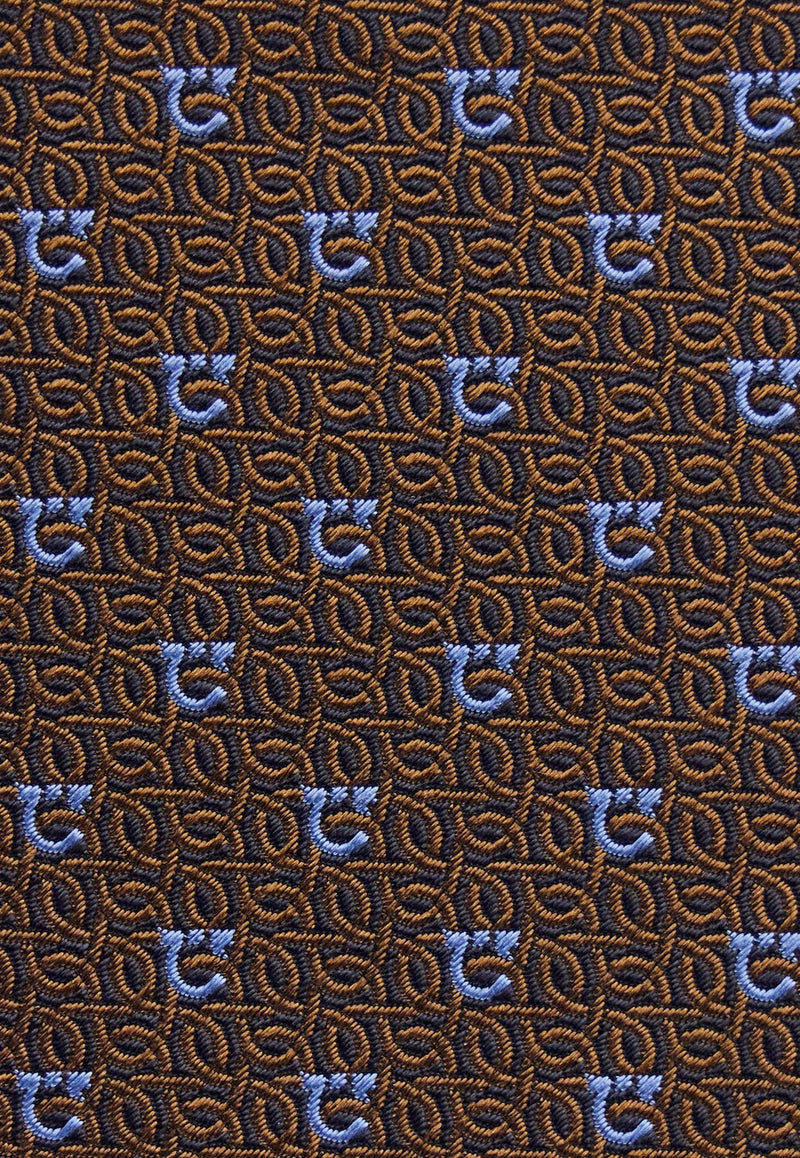 Ferragamo Gancini Jacquard Silk Tie Brown 351227 4 ZOAGLI7J 778691 F MARRONE