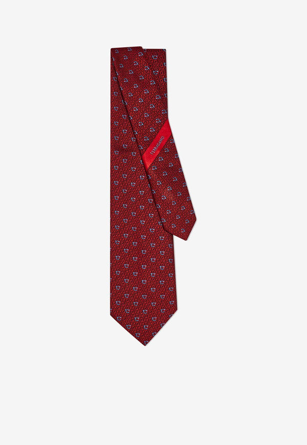 Salvatore Ferragamo Gancini Jacquard Silk Tie Bordeaux 351227 4 ZOAGLI7J 778692 F BORDEAUX