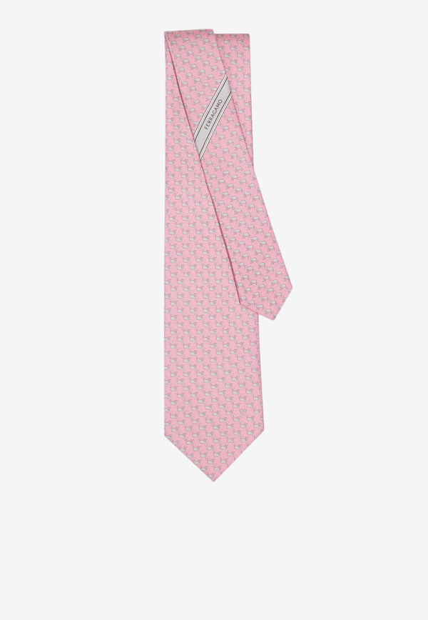 Ferragamo All-Over Whale Print Silk Tie Pink 351251 5 ALICE 784015 PINKPATTBRIGHT