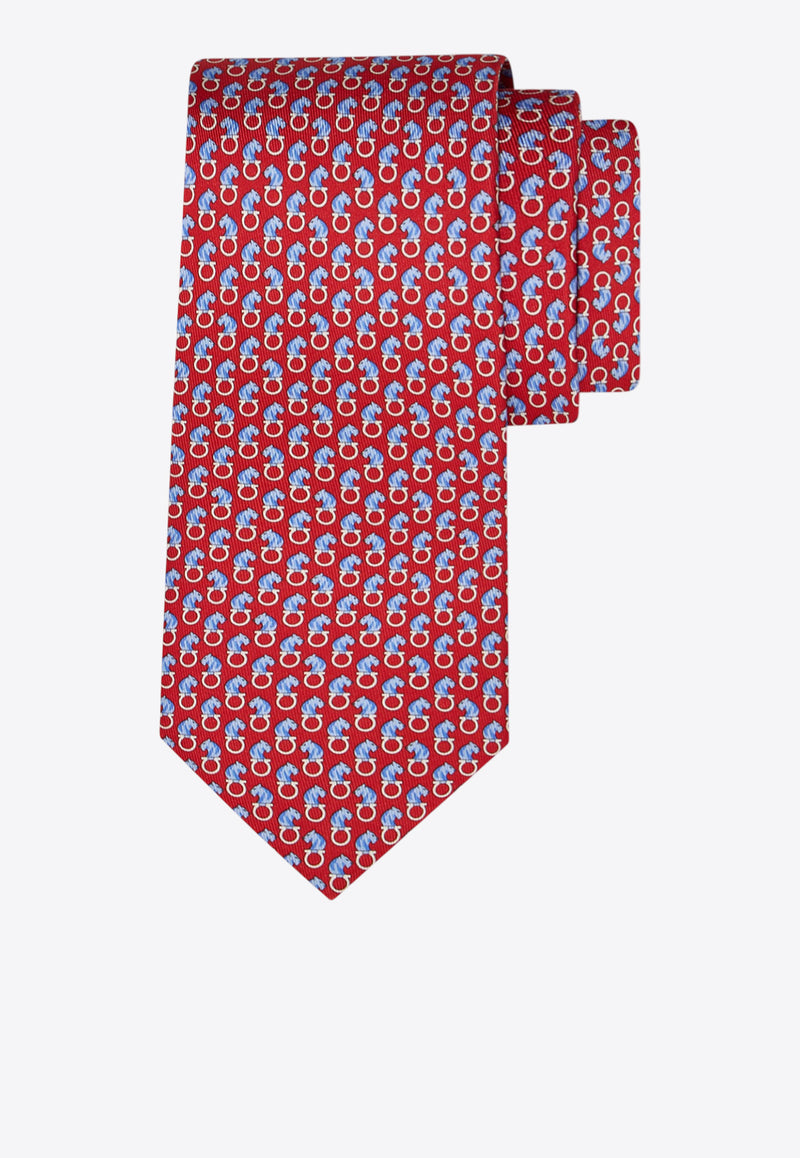 Ferragamo All-Over Feline Print Silk Tie Red 351253 5 AMBRA 784154 REDPATTLIGHT