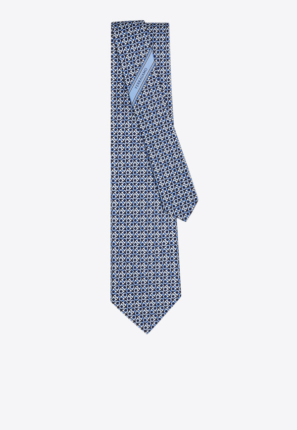 Ferragamo Geometric Grid Gancini Silk Tie Blue 351254 5 ANTEO 784159 NA