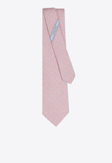 Ferragamo Geometric Grid Gancini Silk Tie Pink 351254 5 ANTEO 784165 F ROSA