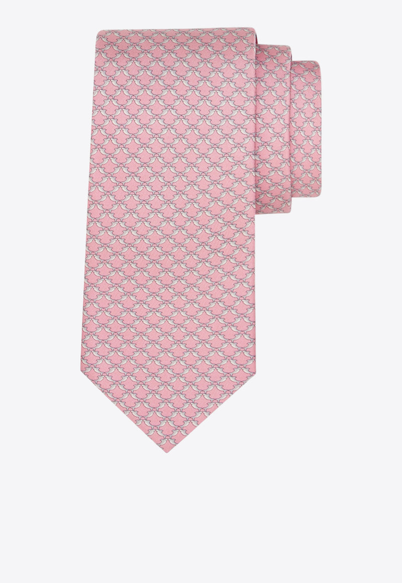 Ferragamo All-Over Shark Print Silk Tie Pink 351256 5 ACHILLE 784231 PINKPATTMEDIUM