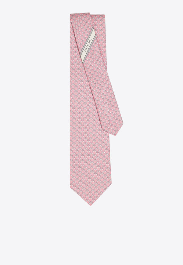 Ferragamo All-Over Shark Print Silk Tie Pink 351256 5 ACHILLE 784231 PINKPATTMEDIUM