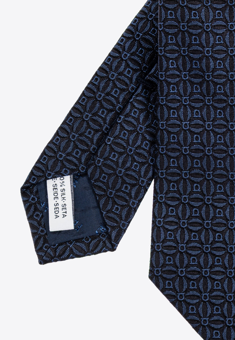 Ferragamo Gancini Jacquard Silk Tie Blue 351265 5 AOSTA7J 784487 F BLU SCURO
