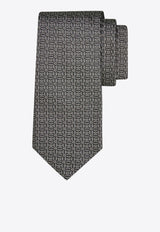 Ferragamo Gancini Jacquard Silk Tie Gray 351265 5 AOSTA7J 784490 GREYPATTLIGHT/PASTEL