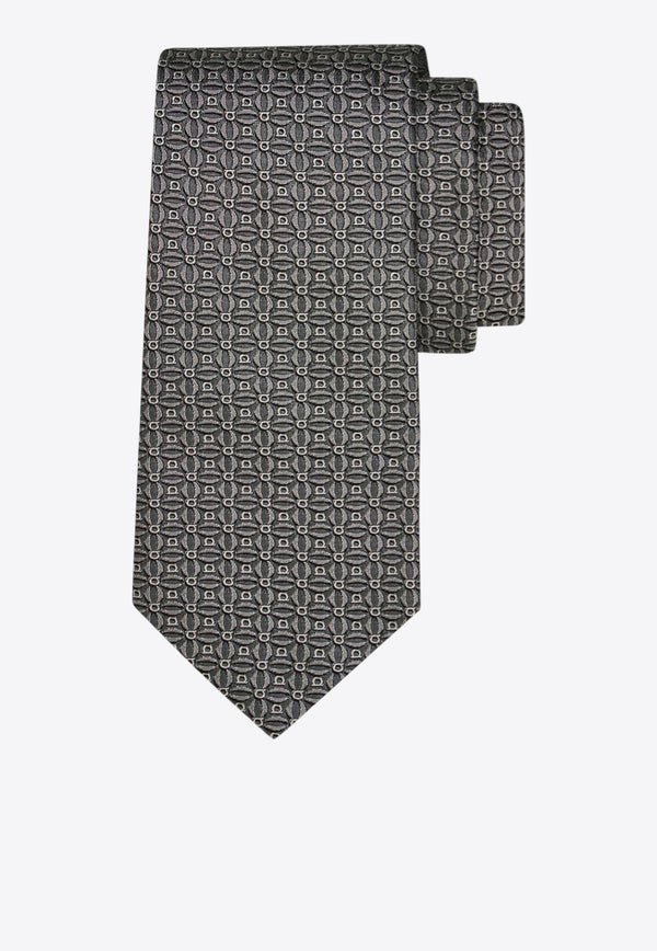 Ferragamo Gancini Jacquard Silk Tie Gray 351265 5 AOSTA7J 784490 GREYPATTLIGHT/PASTEL