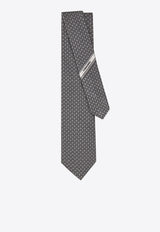 Ferragamo Gancini Jacquard Motif Silk Tie Gray 351267 5 ALASSIO7J 784501 WHITEPATTNATURAL