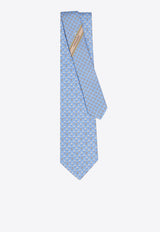 Ferragamo Golf and Gancini Print Silk Tie Light Blue 351280 5 ALBATROSS 784521 F AZZURRO