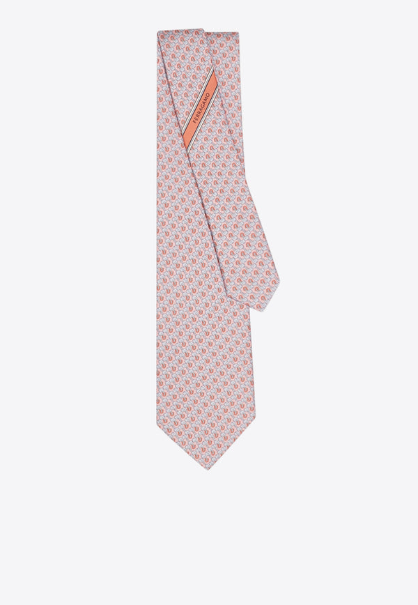 Ferragamo All-Over Elephant Print Silk Tie Pink 351283 5 ARIS 784671 PINKPATTMEDIUM