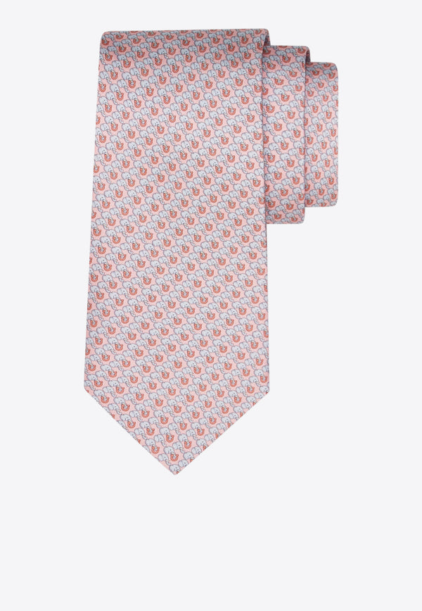 Ferragamo All-Over Elephant Print Silk Tie Pink 351283 5 ARIS 784671 PINKPATTMEDIUM