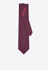 Ferragamo Geometric Print with Vara Plaque Silk Tie Red 351296 5 ASTRO 786492 BLUE PATTERNED DARK