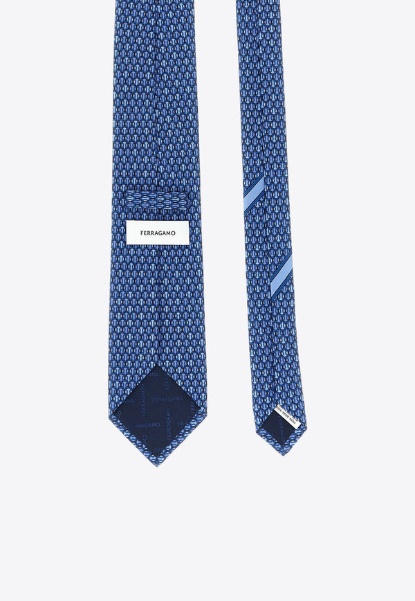 Ferragamo Polka Dot Gancini Silk Tie Blue 351297 5 ARGENTO 786509 BLUE PATTERNED DARK