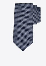 Ferragamo Gancini Regimental Print Silk Tie Navy 351312 5 BRIAN 788891 BLUE PATTERNED NAVY
