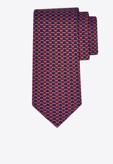 Ferragamo Bi-Color Gancini Print Silk Tie Multicolor 351313 5 BEAUTY 788903 BLUE PATTERNED BRIGHT