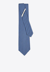 Ferragamo Bi-Color Gancini Print Silk Tie Blue 351313 5 BEAUTY 788905 BLUE PATTERNED NAVY