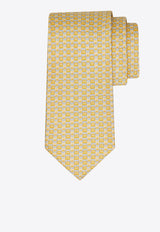 Ferragamo Bi-Color Gancini Print Silk Tie Yellow 351313 5 BEAUTY 788909 YELLOW PATTERNED LIGHT/PASTEL