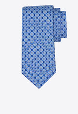 Ferragamo Gancini Square Silk Tie Blue 351316 5 BRANDO 788947 BLUE PATTERNED LIGHT/PASTEL