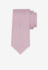 Ferragamo Gancini Square Print Silk Tie Pink 351316 5 BRANDO 788950 PINK PATTERNED LIGHT/ PASTEL