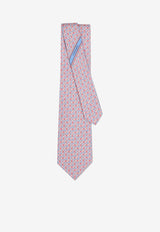 Ferragamo Gancini Square Print Silk Tie Pink 351316 5 BRANDO 788950 PINK PATTERNED LIGHT/ PASTEL