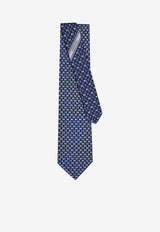 Ferragamo Elephant Print Silk Tie Navy 351320 ORAZIO 788974 BLUE PATTERNED NAVY