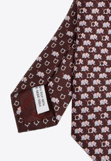 Ferragamo Elephant Print Silk Tie Purple 351320 ORAZIO 788976 PURPLE PATTERNED MEDIUM