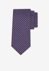 Ferragamo Bi-Color Gancini Jacquard Silk Tie Navy 351354 5 BARZIO7J 789243 BLUE PATTERNED NAVY