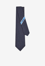 Ferragamo Bi-Color Gancini Jacquard Silk Tie Midnight Blue 351354 5 BARZIO7J 789244 BLUE PATTERNED NAVY