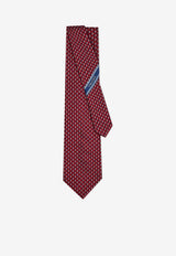 Ferragamo Bi-Color Gancini Jacquard Silk Tie Bordeaux 351354 5 BARZIO7J 789246 RED PATTERNED DARK