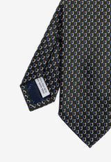 Ferragamo Bi-Color Gancini Jacquard Silk Tie Dark Green 351354 5 BARZIO7J 789248 GREEN PATTERNED DARK