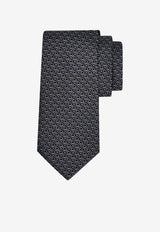 Ferragamo Gancini Jacquard Silk Tie Gray 351355 5 BIELLA7J 789252 BLUE PATTERNED BRIGHT