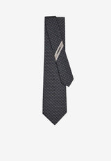 Ferragamo Gancini Jacquard Silk Tie Gray 351355 5 BIELLA7J 789252 BLUE PATTERNED BRIGHT