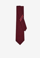 Ferragamo Gancini Jacquard Silk Tie Bordeaux 351355 5 BIELLA7J 789253 RED PATTERNED DARK