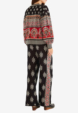 Farm Rio Ainika Love Coconut Groove Knit Pants Black 351822_MULTI COLO