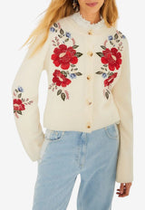 Farm Rio Floral Embroidered Knit Cardigan Cream 352032_CREAM