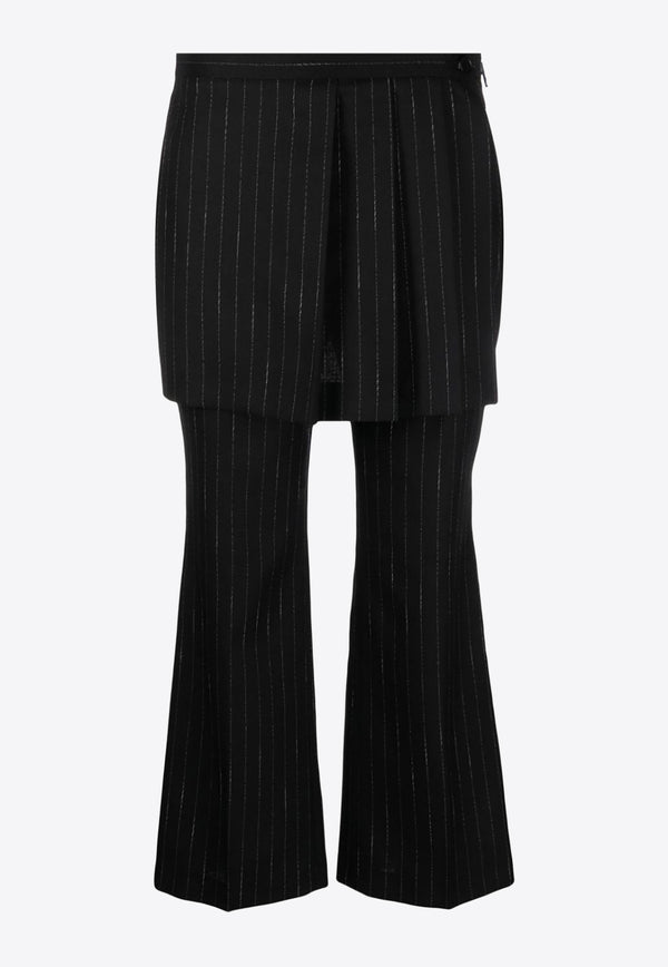 MSGM Pinstripe Pants with Skirt Overlay 3541MDP03A237502BLACK