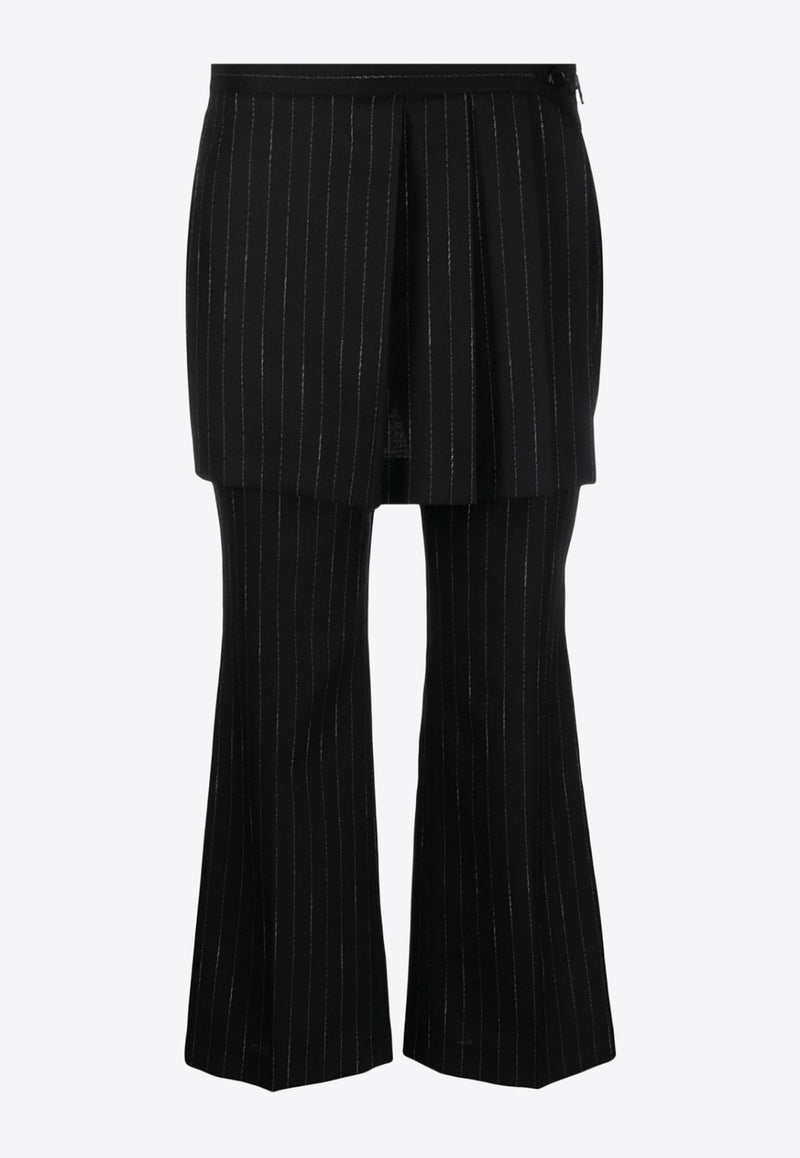MSGM Pinstripe Pants with Skirt Overlay 3541MDP03A237502BLACK