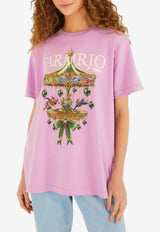 Farm Rio Paris Carousel Printed T-shirt Lilac 354549_LILAC